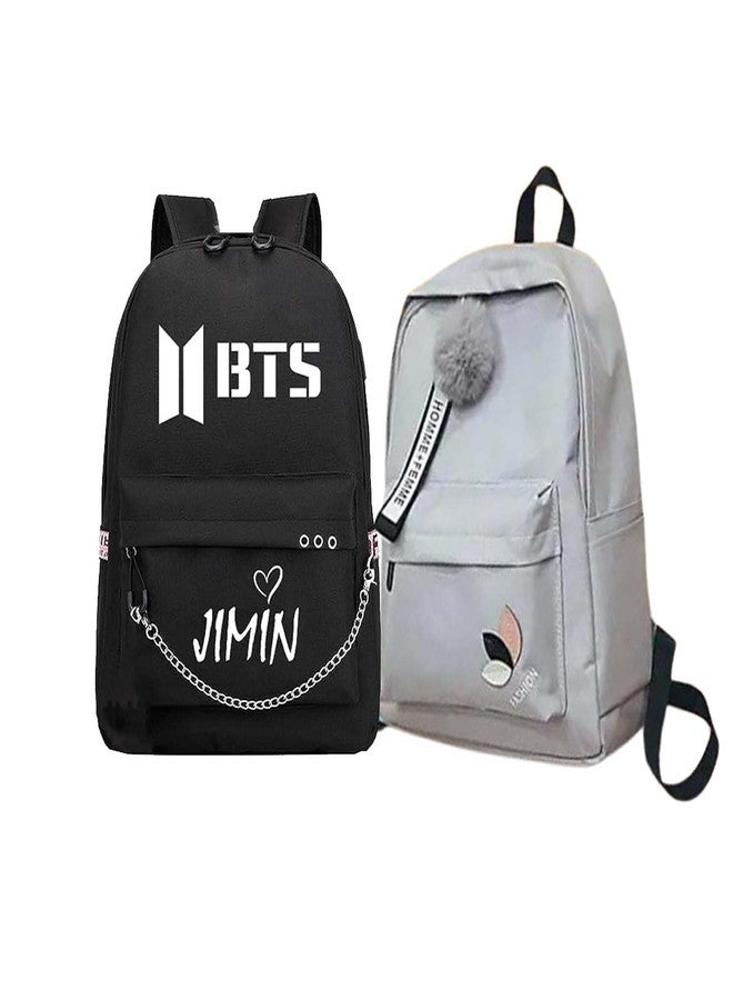 Kausbabi Combo Bts Jimin & Fashion Backpack for Girls| Stylish Waterproof School Bag with Fashion Design | Lightweight Travel & College Backpacks for Teens & K-Pop Fans-Best Gift - Image 1